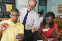 Teacher and students in a science class