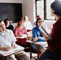 Students and teacher in a classroom