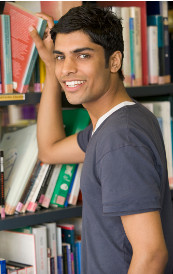 Male student in library