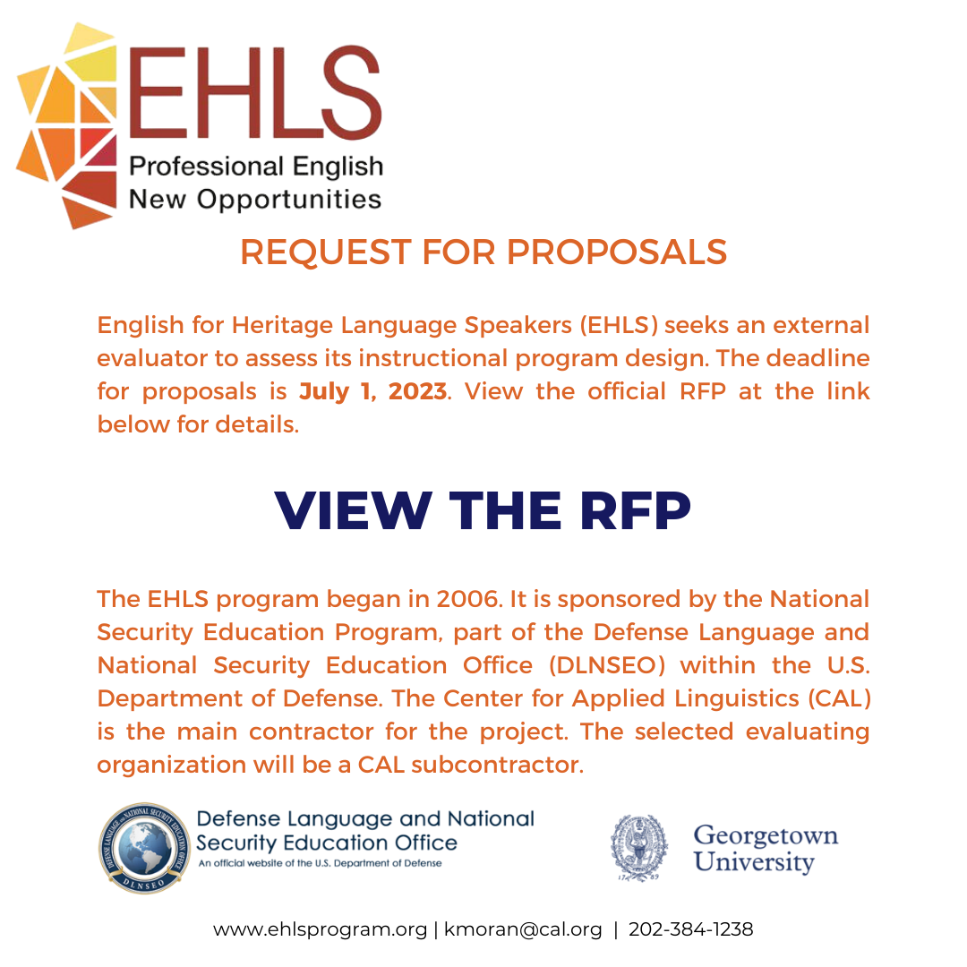 EHLS Seeks an External Evaluator - Center for Applied Linguistics